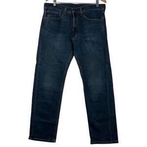 Levis 505 Jeans Mens 34x30 Regular Fit Dark Wash Denim Pants Classic